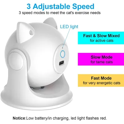 Jouet chat automatique 3 vitesses rechargeable USB Jouet chat automatique 3 vitesses rechargeable USB