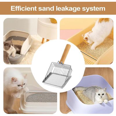 HausPets Pelle Litière Chat Acier Inoxydable Bois