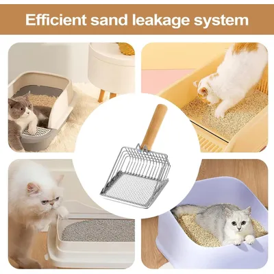 HausPets Pelle Litière Chat Acier Inoxydable Bois