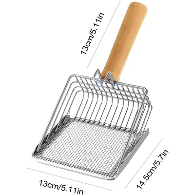 HausPets Pelle Litière Chat Acier Inoxydable Bois