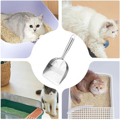 HausPets Pala ergonómica de acero inoxidable para arena de gatos