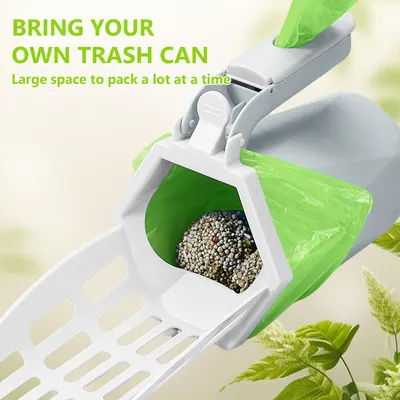 HausPets Pala plegable 2 en 1 para arena de gatos con bolsas