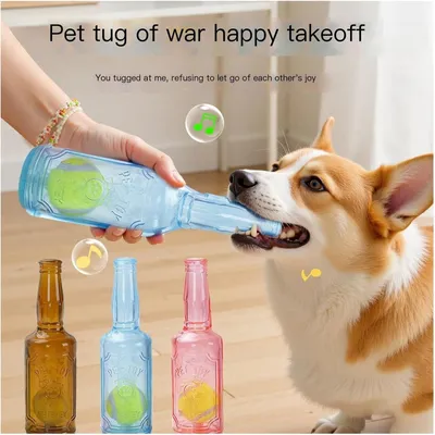 HausPets Kauspielzeug-Flasche mit Rassel und Tennisball
