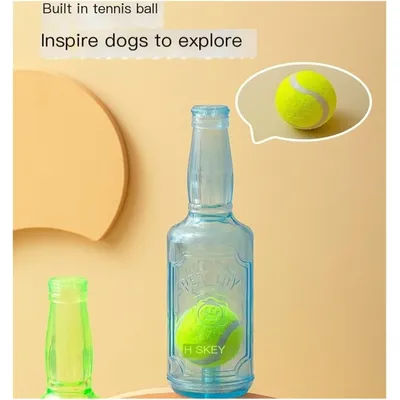 HausPets Kauspielzeug-Flasche mit Rassel und Tennisball