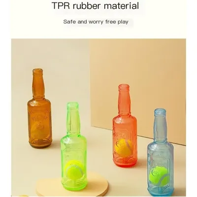 HausPets Kauspielzeug-Flasche mit Rassel und Tennisball