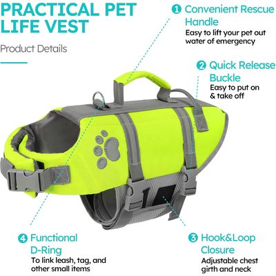 HausPets Chaleco salvavidas reflectante verde para perros, talla M