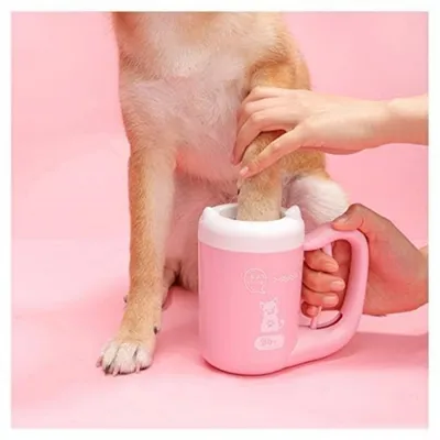 HausPets Nettoyeur Pattes Chien Chat Silicone Rose