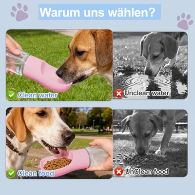 HausPets 2in1 Hundeflasche 350ml Lebensmittelbehälter 100g HausPets 2in1 Hundeflasche 350ml Lebensmittelbehälter 100g