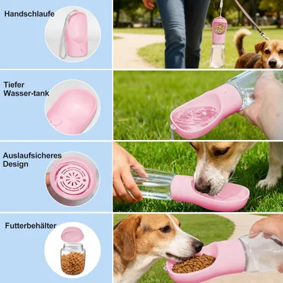 HausPets 2in1 Hundeflasche 350ml Lebensmittelbehälter 100g HausPets 2in1 Hundeflasche 350ml Lebensmittelbehälter 100g