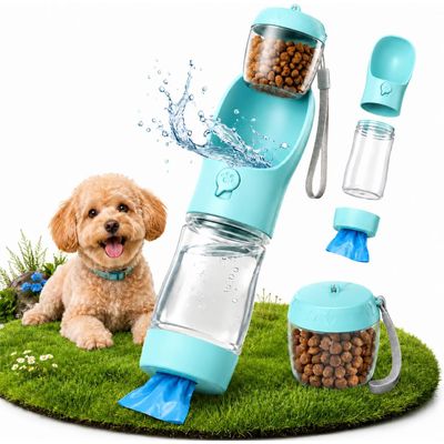 HausPets 3in1 Hundeflasche 350ml Napf Snacks Beutel