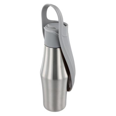 HausPets Wasserflasche Hund 750ml Edelstahl Grau