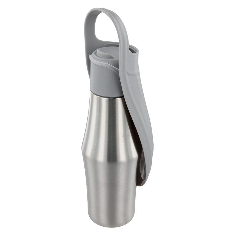 HausPets Wasserflasche Hund 750ml Edelstahl Grau
