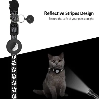 HausPets Katzenhalsband Reflektierend AirTag Nylon Verstellbar HausPets Katzenhalsband Reflektierend AirTag Nylon Verstellbar