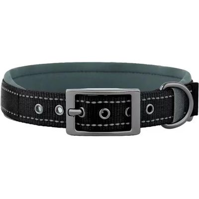 HausPets Hundehalsband Nylon Robust Verstellbar XL Schwarz