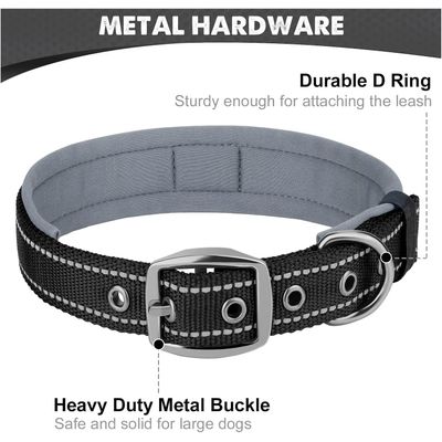 HausPets Collier Chien Nylon Solide Réglable XL Noir