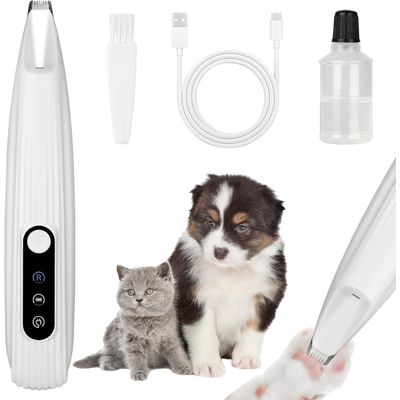 HausPets Haarschneider Hund Katze Wiederaufladbar LED Pfoten Weiß