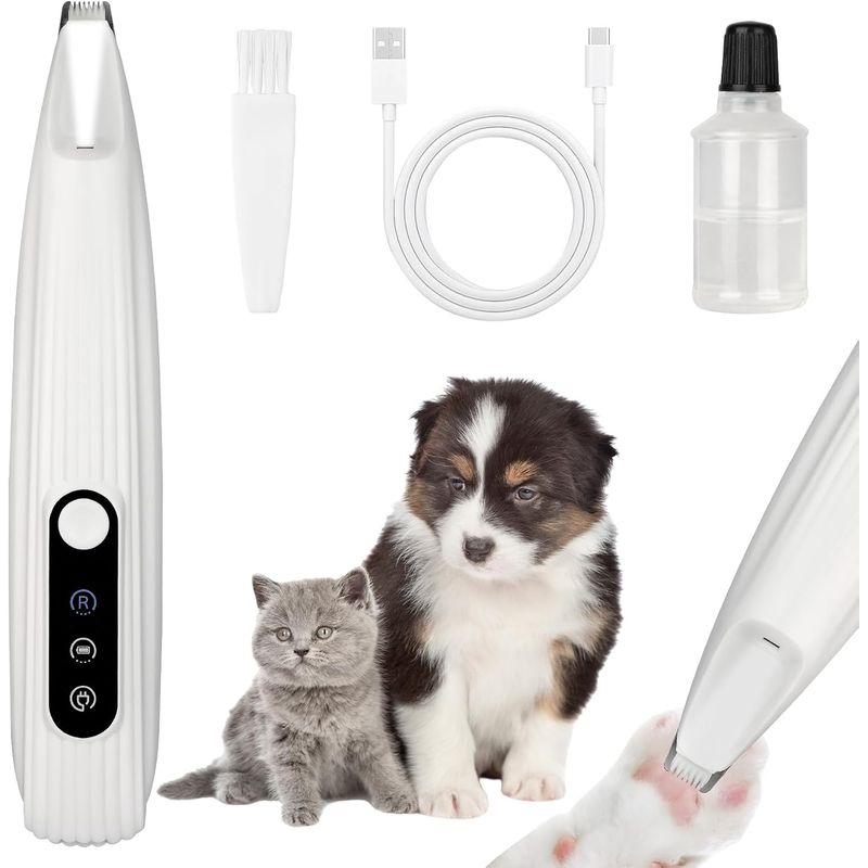 HausPets Haarschneider Hund Katze Wiederaufladbar LED Pfoten Weiß