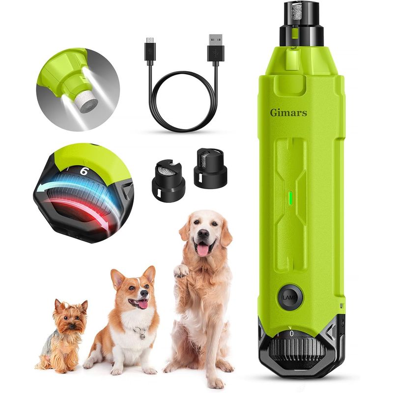 HausPets Nagelfeile Hund 6 Geschwindigkeiten Doppel LED USB
