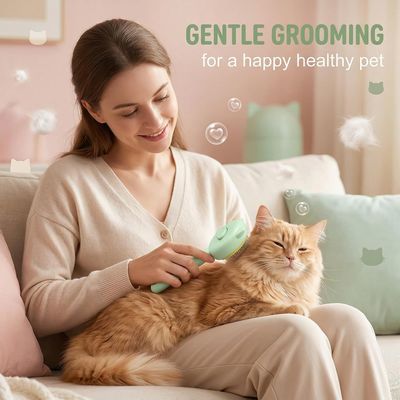 HausPets Lot 2 Brosses Chat Forme Tête Vert Rose