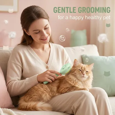 HausPets Lot 2 Brosses Chat Forme Tête Vert Rose HausPets Lot 2 Brosses Chat Forme Tête Vert Rose