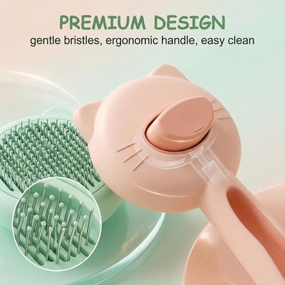 HausPets Lot 2 Brosses Chat Forme Tête Vert Rose