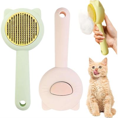 HausPets Lot 2 Brosses Chat Forme Tête Vert Rose