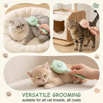 HausPets Lot 2 Brosses Chat Forme Tête Vert Rose HausPets Lot 2 Brosses Chat Forme Tête Vert Rose