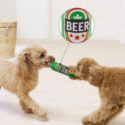 HausPets Jouet Chien Peluche Bouteille Verte Couineur