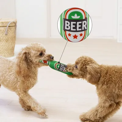HausPets Jouet Chien Peluche Bouteille Verte Couineur
