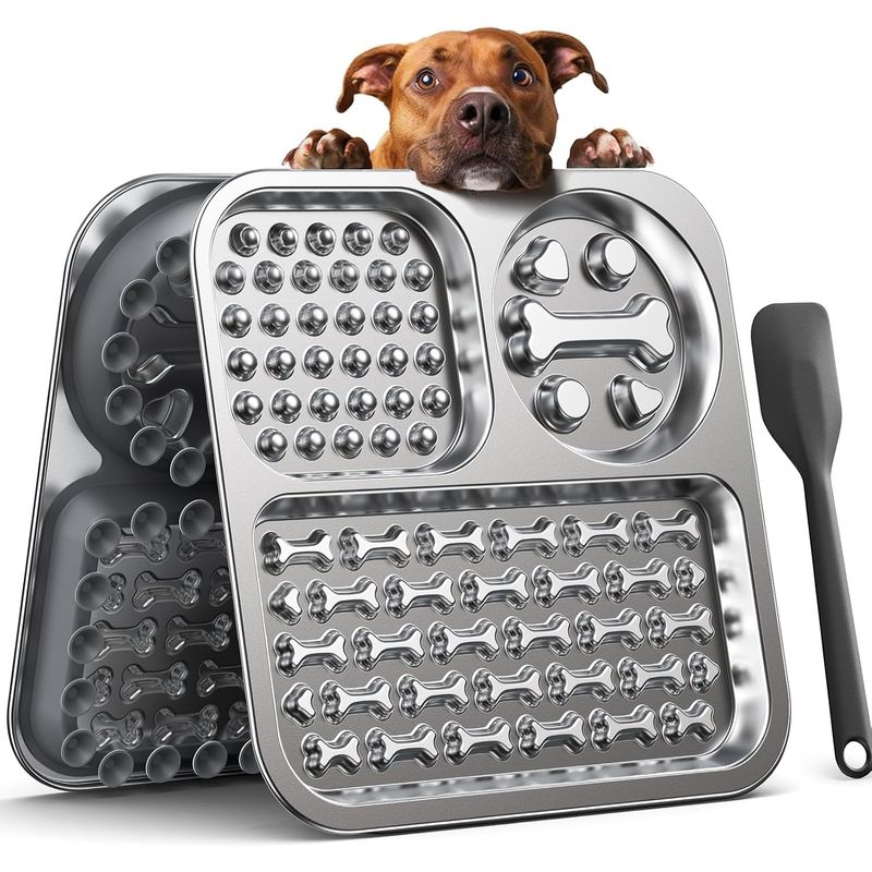 HausPets Tapis Lécher Chien Inox Anti-Glouton Ventouse Antistress