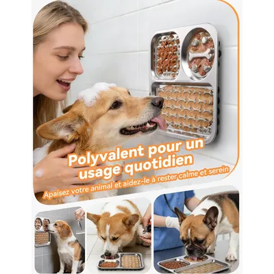 HausPets Tapis Lécher Chien Inox Anti-Glouton Ventouse Antistress