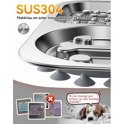 HausPets Tapis Lécher Chien Inox Anti-Glouton Ventouse Antistress