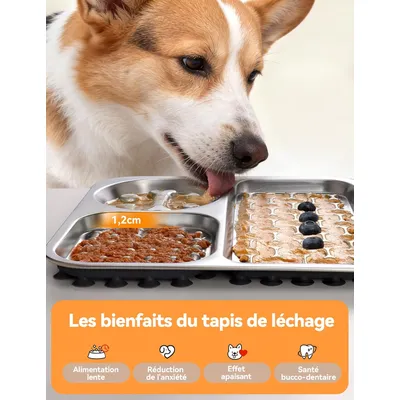 HausPets Tapis Lécher Chien Inox Anti-Glouton Ventouse Antistress