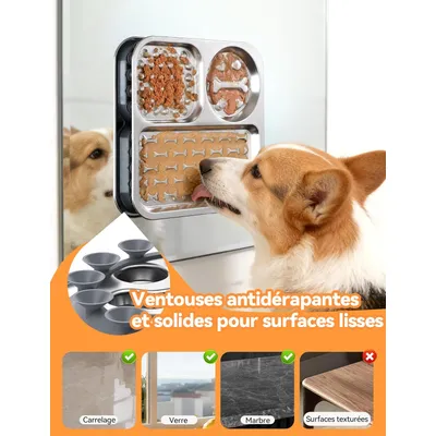 HausPets Tapis Lécher Chien Inox Anti-Glouton Ventouse Antistress
