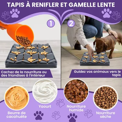 HausPets Tapis Lécher Chien Silicone Noir Anti-Glouton Antidérapant