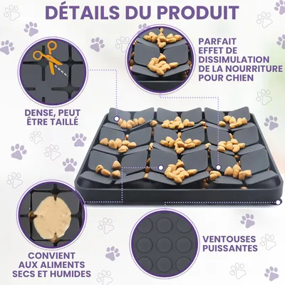 HausPets Tapis Lécher Chien Silicone Noir Anti-Glouton Antidérapant