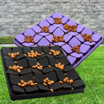 HausPets Tapis Lécher Chien Silicone Noir Anti-Glouton Antidérapant