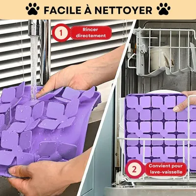 HausPets Tapis Lécher Chien Silicone Noir Anti-Glouton Antidérapant