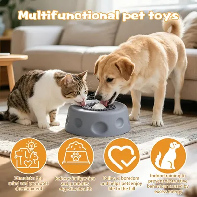 HausPets Gamelle Léchage Chien ABS Grise Anti-Ballonnement Ventouse