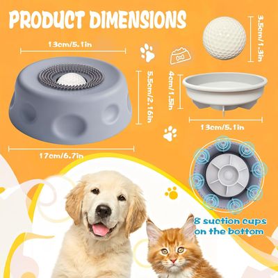 HausPets Gamelle Léchage Chien ABS Grise Anti-Ballonnement Ventouse