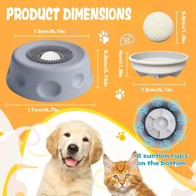 HausPets Gamelle Léchage Chien ABS Grise Anti-Ballonnement Ventouse