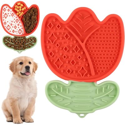 HausPets Leckmatte Hund Katze Silikon Rot Saugnapf Bad
