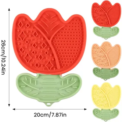 HausPets Tapis Lécher Chien Chat Silicone Rouge Ventouse Bain