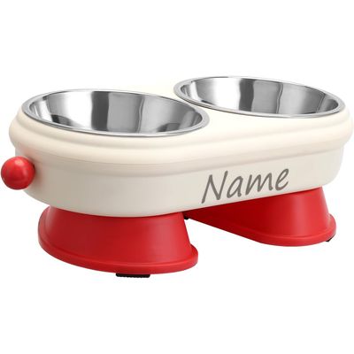HausPets Erhöhter Hundenapf Personalisiert Edelstahl Abnehmbar 350ml x2