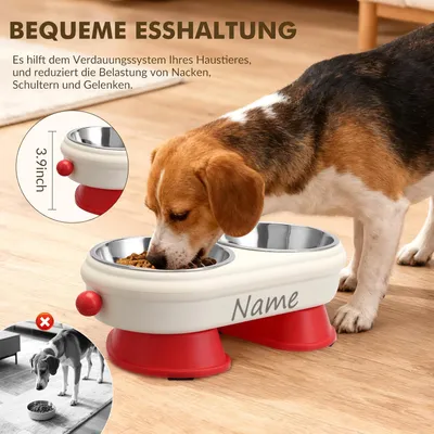 HausPets Gamelle Surélevée Personnalisée Acier Inoxydable 350ml x2