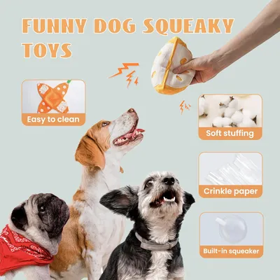 HausPets Jouet Chien Orange 5en1 Interactif Cache-Cache Couineur