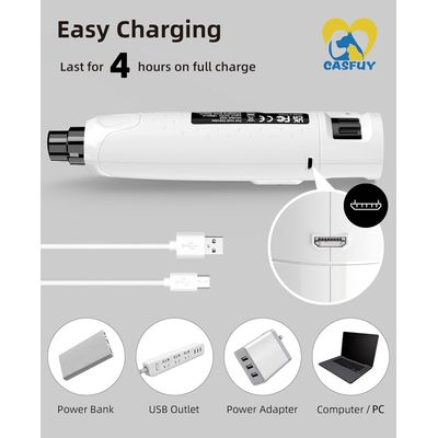 HausPets Lime Ongles Chien 6 Vitesses LED 45dB Blanc