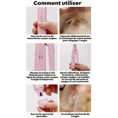 HausPets Coupe Griffes LED Rechargeable SafeTrim Rose