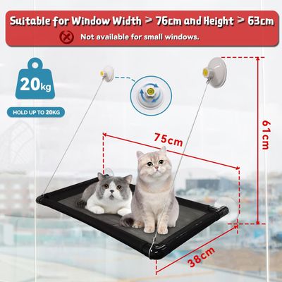 HausPets Hamac Chat Fenêtre Ventouses 20kg Noir