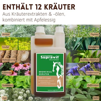 Supravit Bronchialkräuter Liquid Pferd – flüssige 12 Kräutermischung Pferde